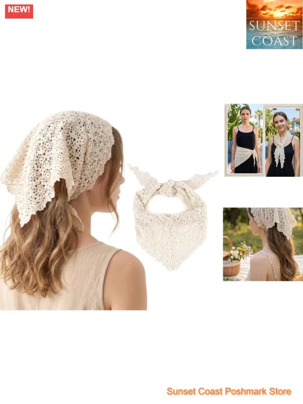 Lace Crochet Triangle Scarf Neckerchief Shoulder Wrap Women